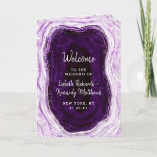 Programme Cérémonie du Mariage Amethyst Purple & Silver Geod