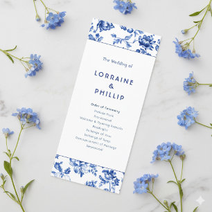 Programme Cérémonie du mariage de produits Floral bleu class