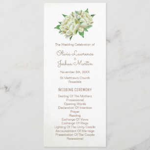 Programme Cérémonie florale de Mariage ivoire Peony