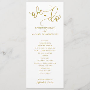 Programme Cérémonie mariage Calligraphie de rebond moderne o