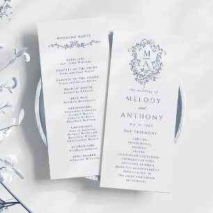 Programme Cérémonie Mariage de la Cimetière Florale Classiqu