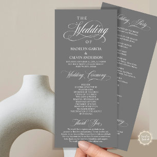Programme Cérémonie mariage, élégance classique gris foncé