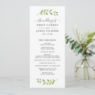 Programme Cérémonie Mariage encadrée dans Watercolor Greener