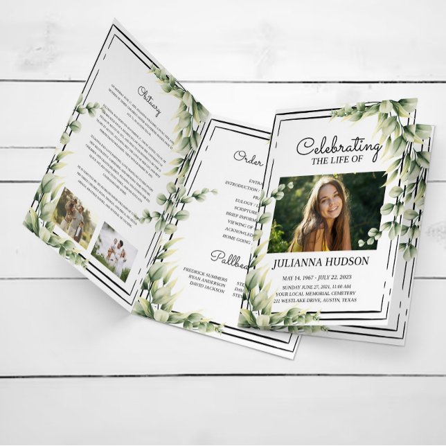 Programme Cérémonies funéraires vertes, ordre de service Pro (Créateur téléchargé)