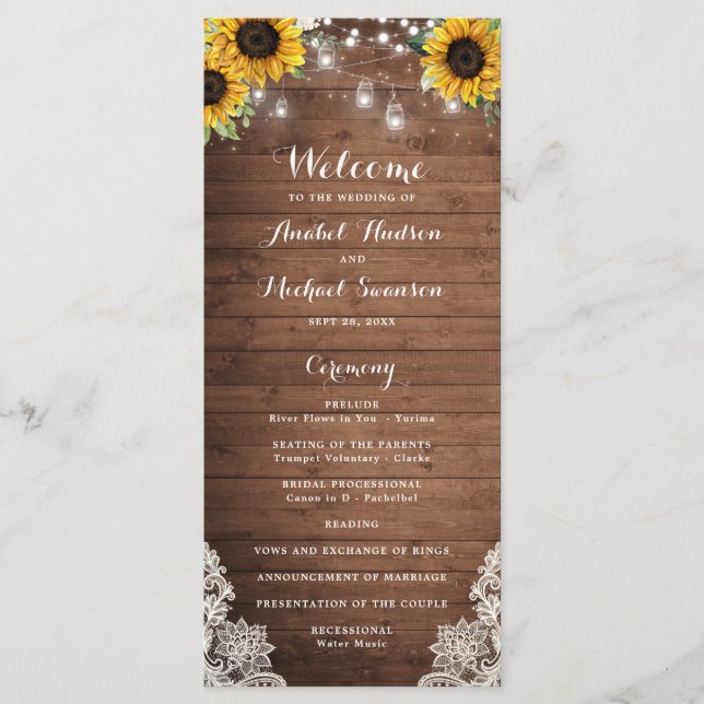 Programme Chaîne de tournesol en bois rustique Lumières dent (Devant)