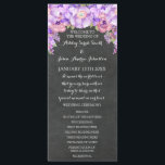 Programme Chalkboard Purple Lavender Floral Wedding Program<br><div class="desc">Programme de mariage personnalisé dans un tableau gris rustique avec des fleurs sauvages d'aquarelle vintage violette lilas. Customisez ces cartes de cérémonie avec votre propre texte. (veuillez noter que l'effet parties scintillant est imprimé uniquement)</div>
