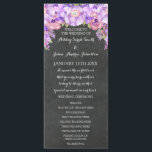 Programme Chalkboard Purple Lavender Floral Wedding Program<br><div class="desc">Programme de mariage personnalisé dans un tableau gris rustique avec des fleurs sauvages d'aquarelle vintage violette lilas. Customisez ces cartes de cérémonie avec votre propre texte. (veuillez noter que l'effet parties scintillant est imprimé uniquement)</div>