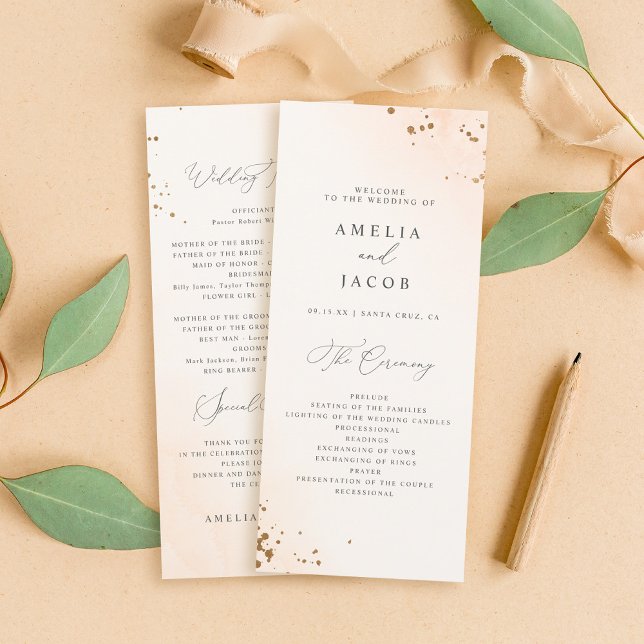 Programme Chic Blush Pink Watercolor Wedding (Créateur téléchargé)