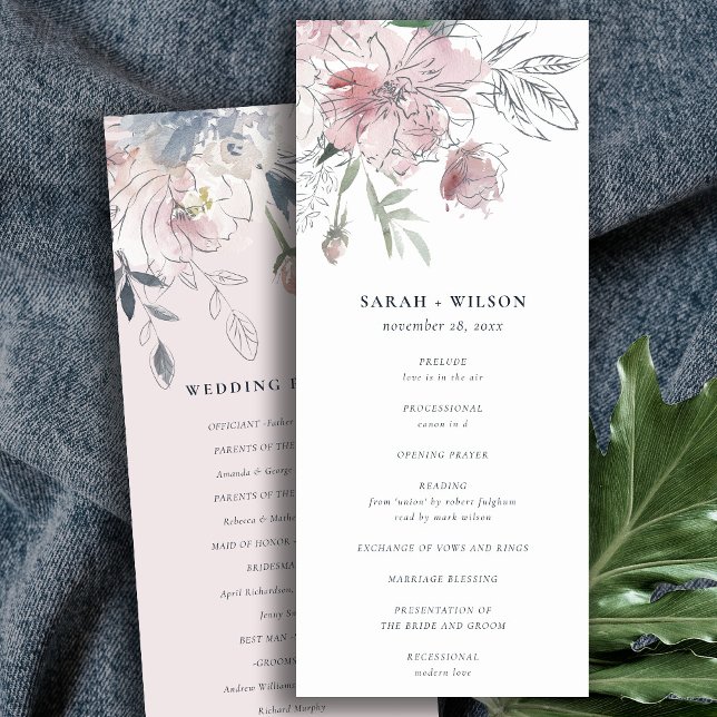 Programme Chic Blush Watercolor Floral Wedding (Créateur téléchargé)