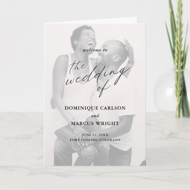 Programme Chic Calligraphie Mariage photo simple (Devant)