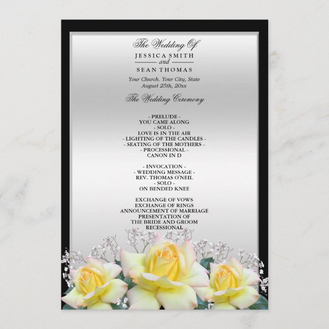 Programme Chic Elegant Rose Mariage argent (Devant)
