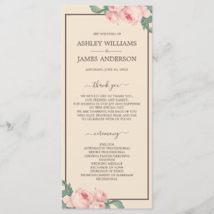 Programme Chic Floral Vintage rose Mariage ivoire rose
