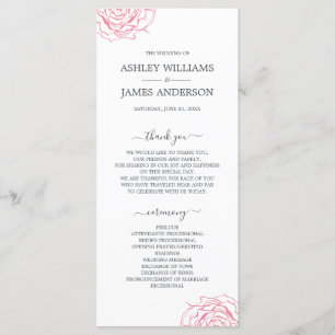 Programme Chic Script Floral Rose Rose Mariage simple