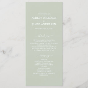 Programme Chic Script Pastel Vert Simple Minimal Mariage