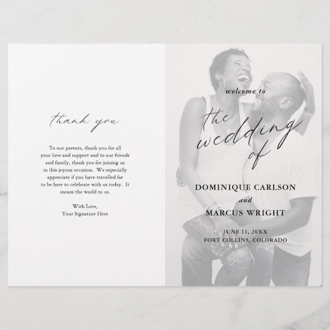 Programme Chic Simple Élégant Photo Budget Wedding (Devant)