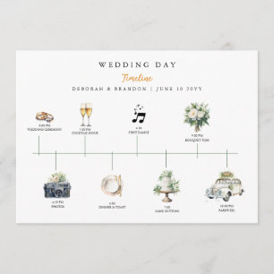 Programme Chronologie de mariage illustrée à l'aquarelle