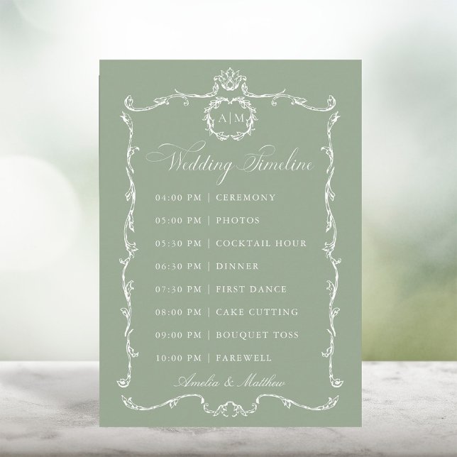 Programme Chronologie de mariage vert sauge français classiq (Créateur téléchargé)