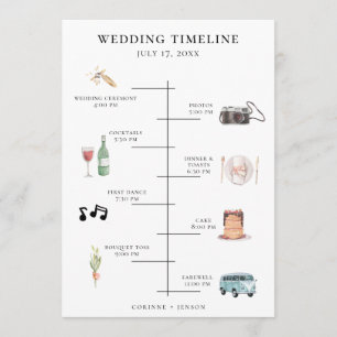 Programme Chronologie du Mariage d'aquarelle rustique