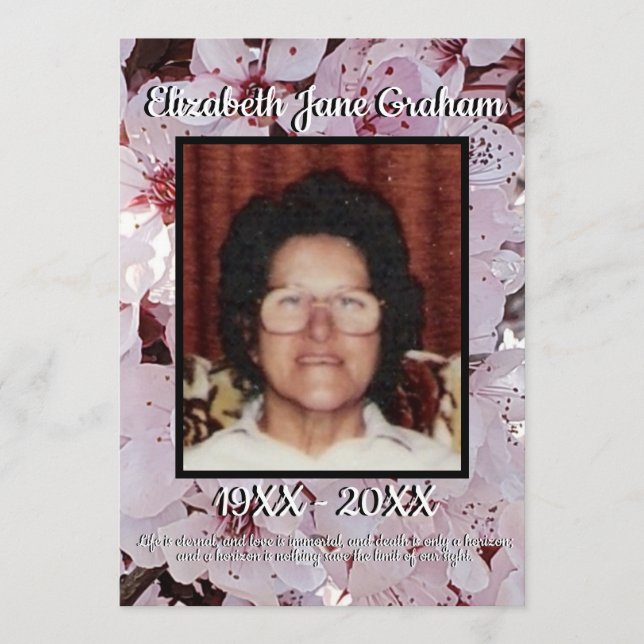 Programme Citer Photo Plum Blossoms Funérailles Arrière - pl (Devant)