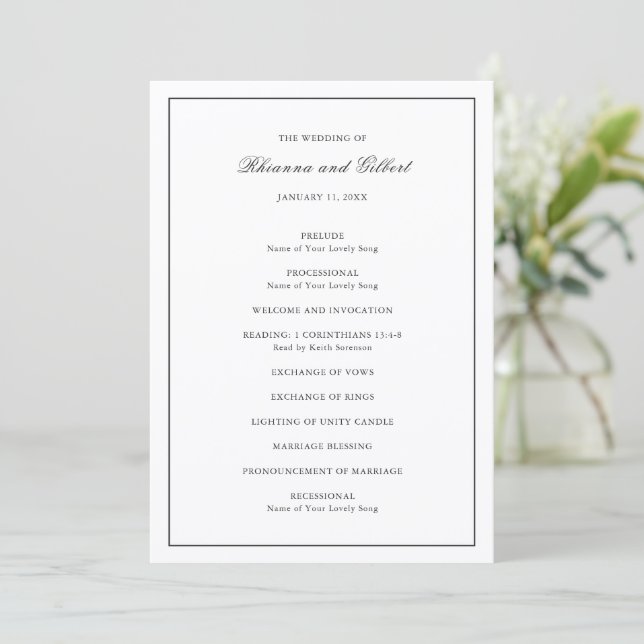 Programme Classic Border Black and White Timeless Wedding (Debout devant)