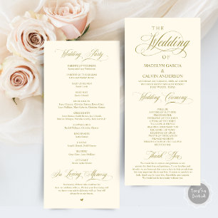 Programme Classic Elegance Gold Script Cérémonie Mariage