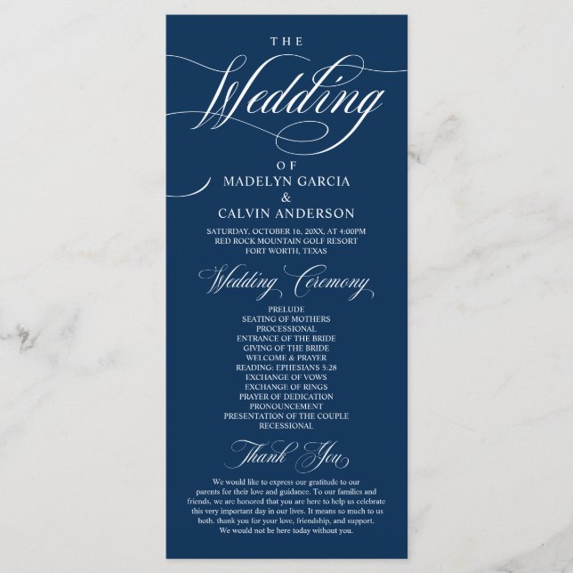 Programme Classic Elegance Marine Blue, Mariage Ceremony Pro (Devant)