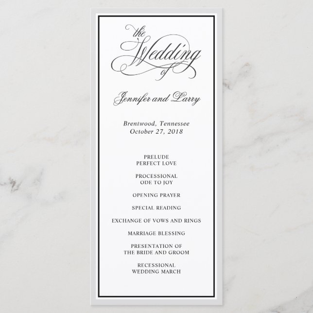 Programme Classic Elegant Calligraphy Script Mariage (Devant)