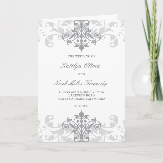 Programme Classic & Elegant Silver Ironwork Catholic Wedding (Devant)