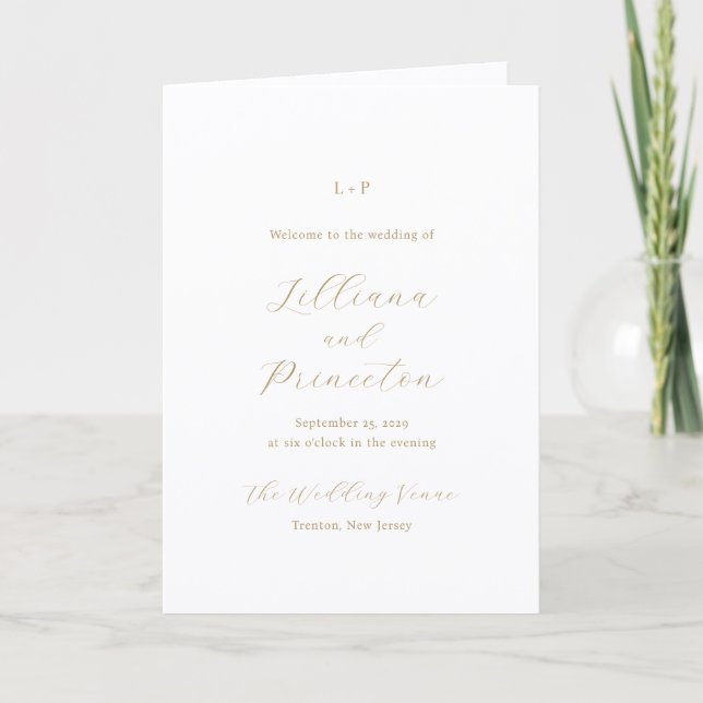 Programme Classic Neutral Monogram Elegant Wedding (Devant)
