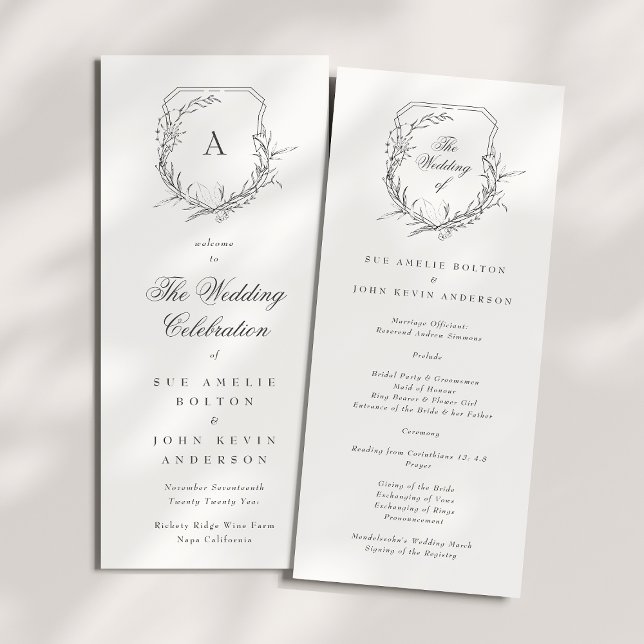 Programme classique botanique monogrammé la crête mariage (Créateur téléchargé)