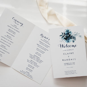 Programme classique de mariage floral aquarelle