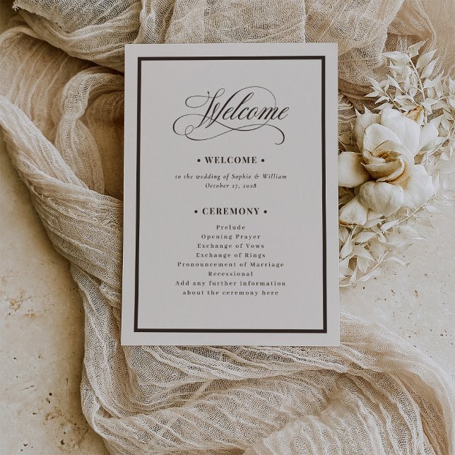 Programme Classique Ivoire et Marron | Mariage Luxe Neutre (Créateur téléchargé)