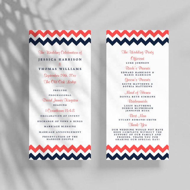 Programme Collection Mariage moderne Chevron Marine & Coral (Créateur téléchargé)
