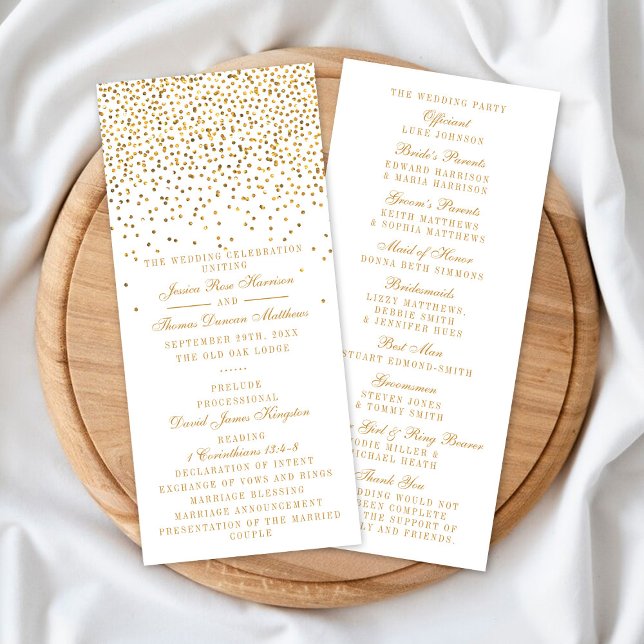 Programme Collection Vintage de Mariage Glam Gold Confetti (Créateur téléchargé)