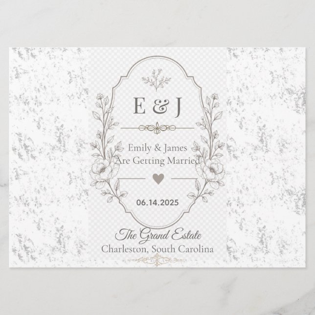 Programme Conception de célébration de mariage romantique de (Devant)