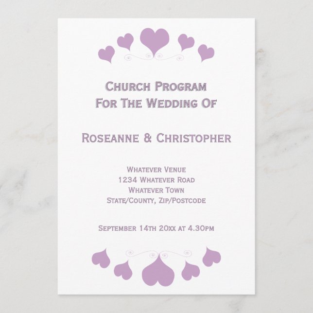 Programme Conception de cœurs de lilas pour mariage (Devant)