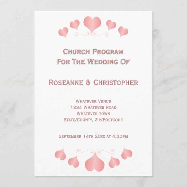 Programme Conception de cœurs roses pour mariage (Devant)