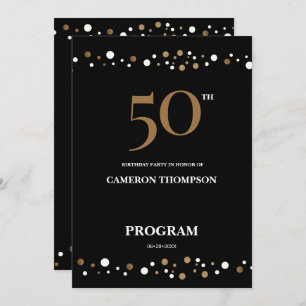 Programme Confetti Gold et Noir modifiable 50e anniversaire