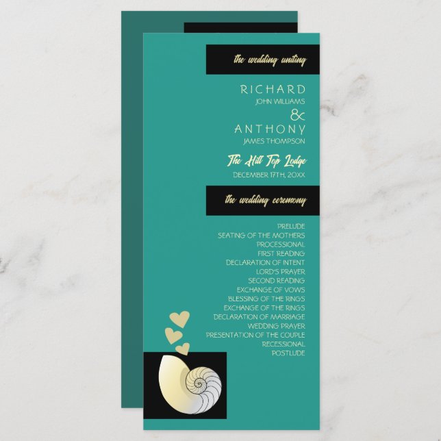 Programme Coquillage et Coeurs, Mariage plage (Devant / Derrière)