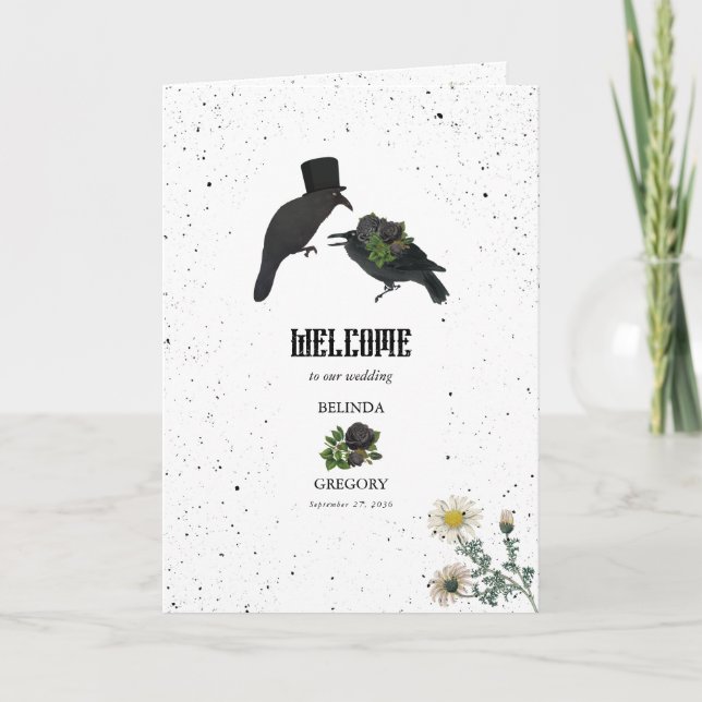 Programme Corneille Rose noire Mariage Ordre de service (Devant)