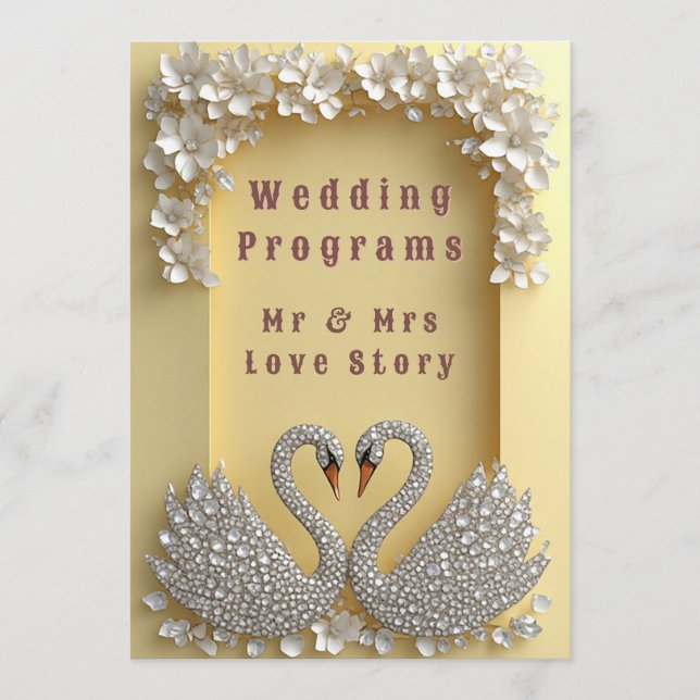Programme 🌸 Couple de cygnes de mariage orné Thème élégant  (Devant)