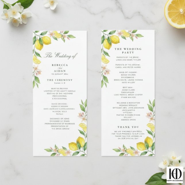 Programme Couronne aquarelle Mariage Citron Méditerranéen (Créateur téléchargé)