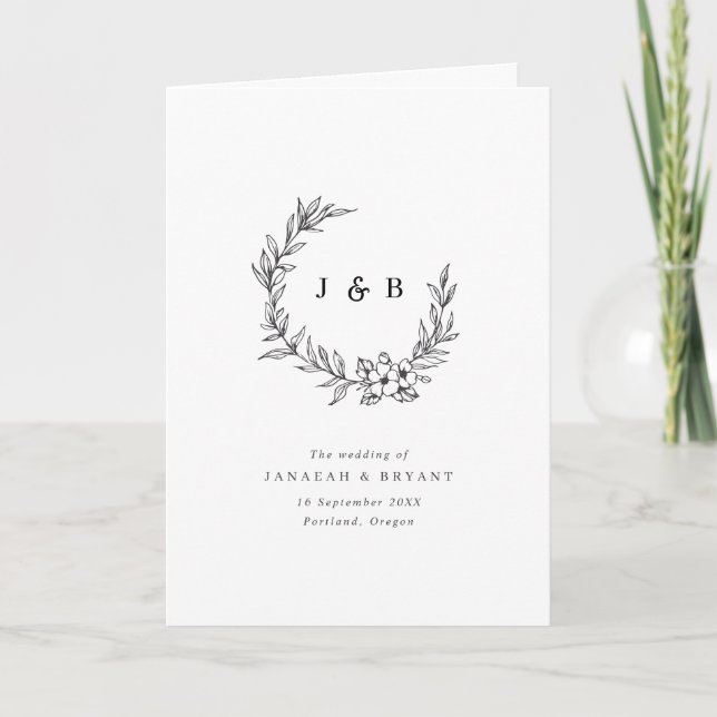 Programme Couronne de fleurs en monogramme de mariage noir e (Devant)