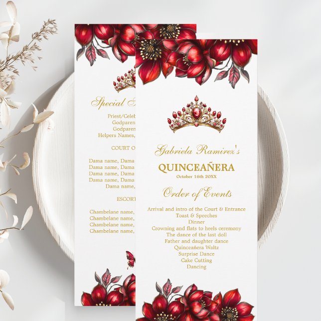Programme Couronne de fleurs rouge en or pour Quinceañera  (Créateur téléchargé)