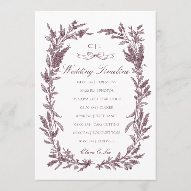 Programme Couronne de mariage champêtre de fleurs sauvages d (Devant)