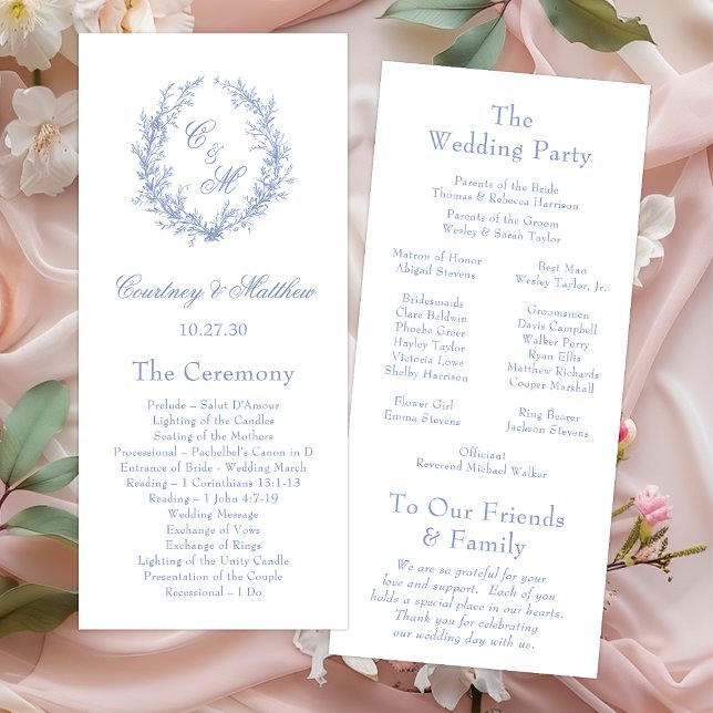 Programme Couronne de mariage en bleu poussiéreux avec monog (Créateur téléchargé)