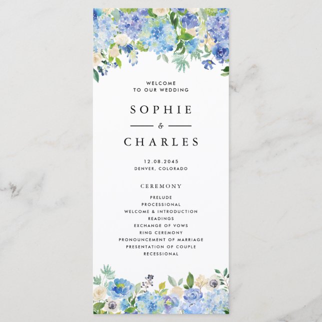 Programme Couronne florale de mariage aux hortensias bleus a (Devant)