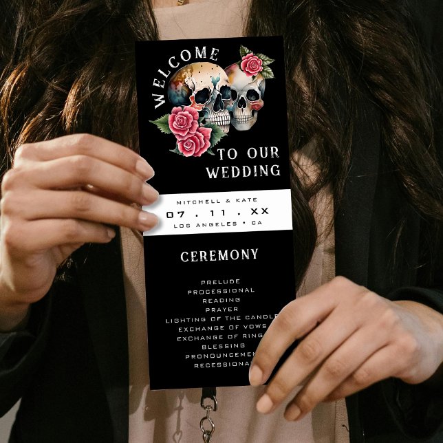 Programme Crânes et Mariage noir Rose (Skulls & Roses Black Wedding Program
)