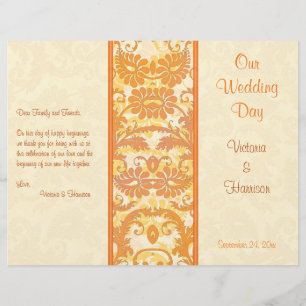 Programme Crème, Orange, Gold Mariage damassé
