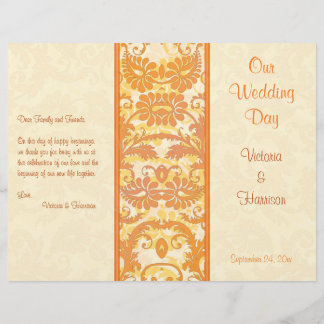Programme Crème, Orange, Gold Mariage damassé